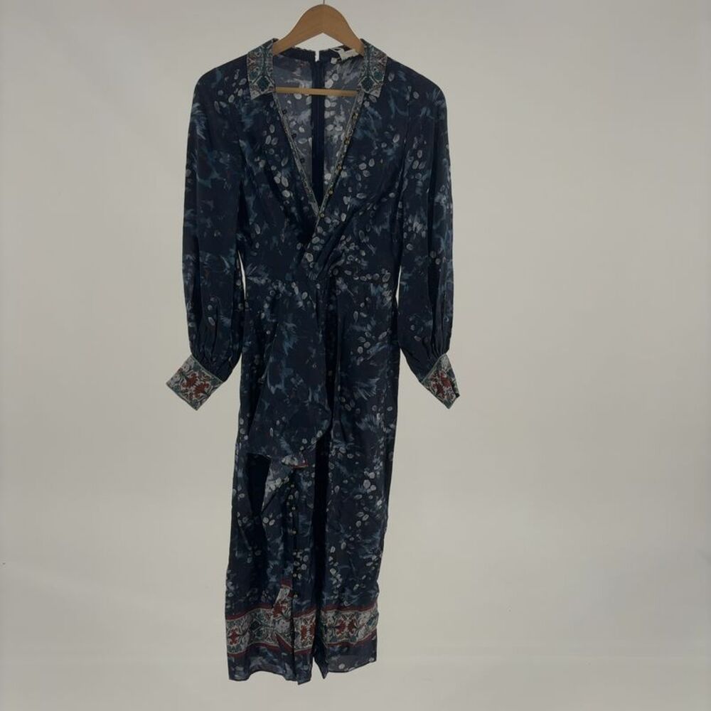 Marchesa Notte Collared Wrap Shirt Dress